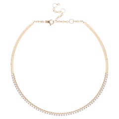 Yellow Gold Cocker Necklace with Diamonds, 2.57 ct. Made n Italy