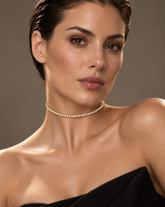 Yellow Gold Cocker Necklace with Diamonds, 2.57 ct. Made n Italy