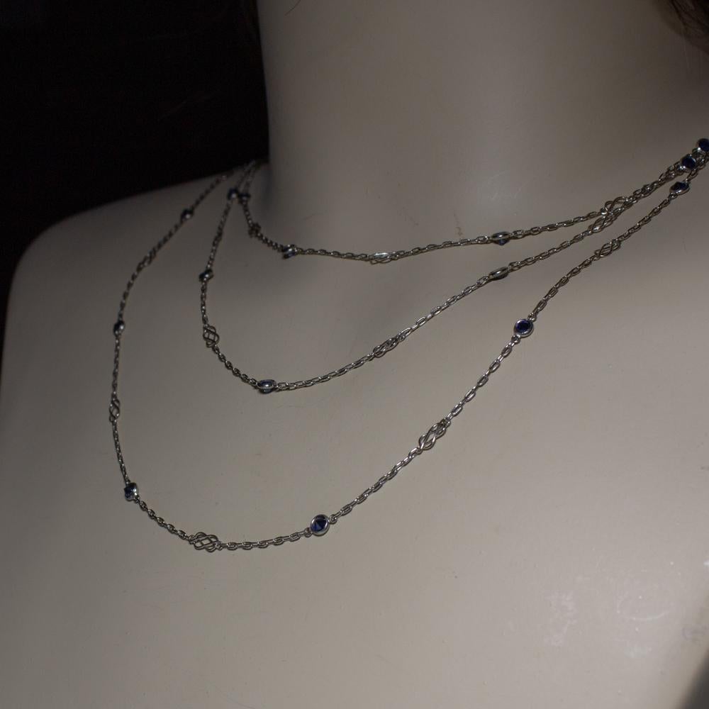 Art Deco Platinum Sapphires Necklace 1