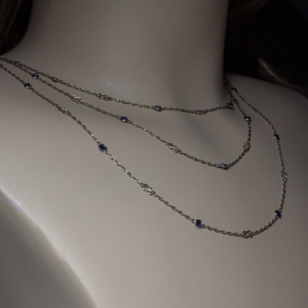 Art Deco Platinum Sapphires Necklace 2