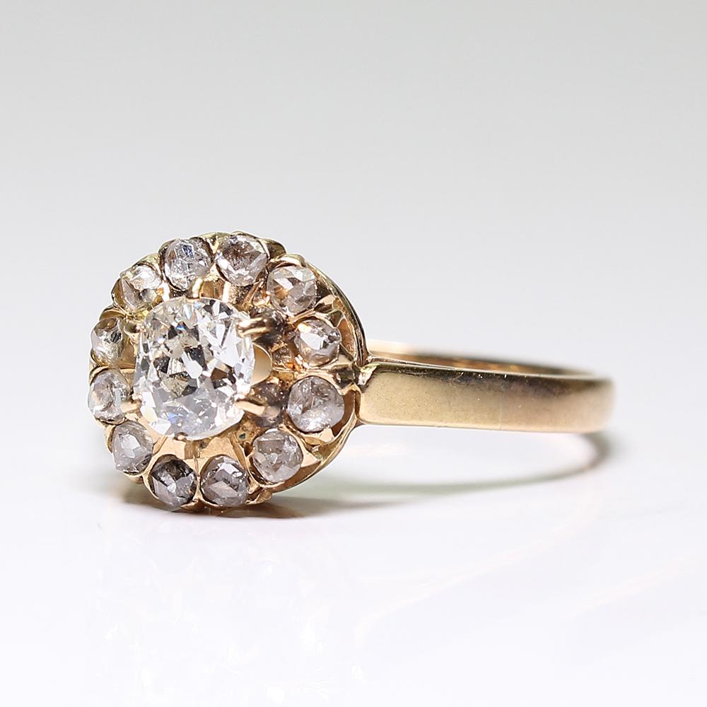Women's or Men's Antique Victorian 18 Karat Gold Diamond Ring For Sale