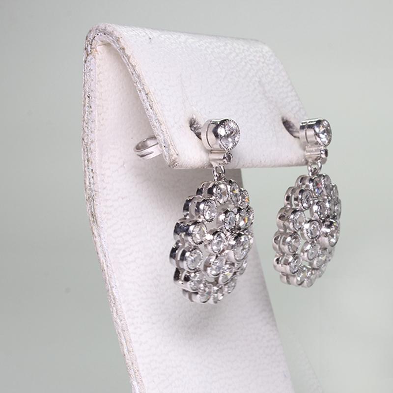 Estate Platinum 2.90 Carat Diamond Earrings (Edwardian)