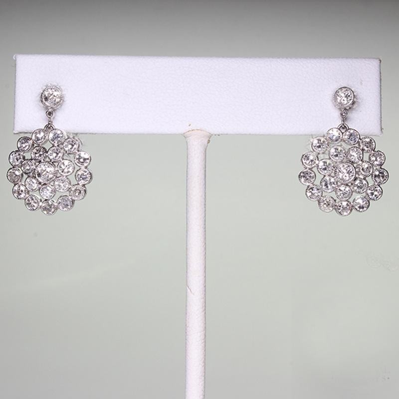 Estate Platinum 2.90 Carat Diamond Earrings 1