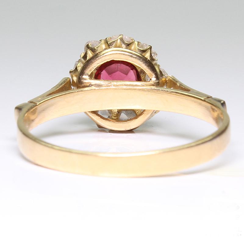Rose Cut Antique Victorian 18 Karat Gold Diamond and Ruby Ring