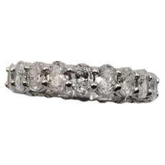 Oval Shape Cut Diamond 3.0Icts. Eternity Ring Set in 14k White Gold