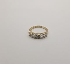 14K Yellow gold ladies Diamond wedding Ring with rounds and asscher cut diamonds