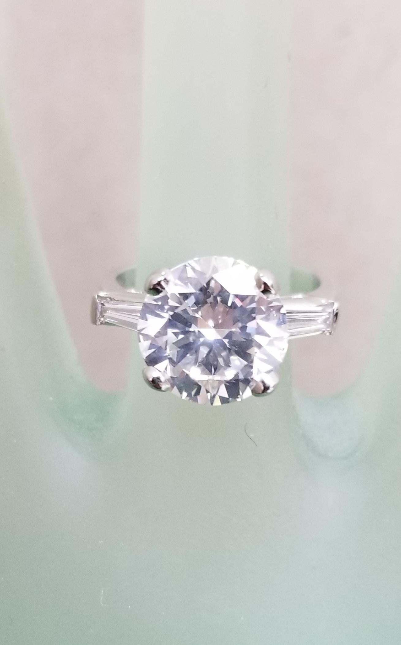 GIA Certified 4.01 Carat J SI2 Classic Platinum Baguette Setting In New Condition In Los Angeles, CA
