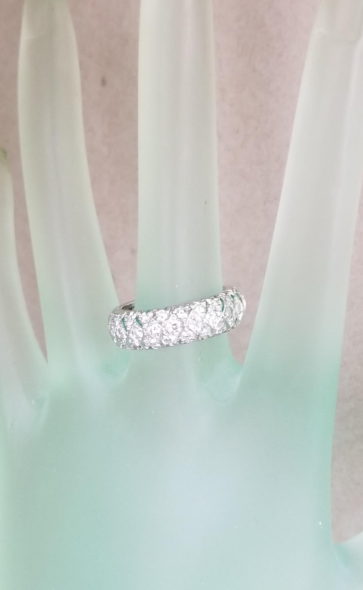 Round Cut 3-Row Staggered Diamond Eternity Ring