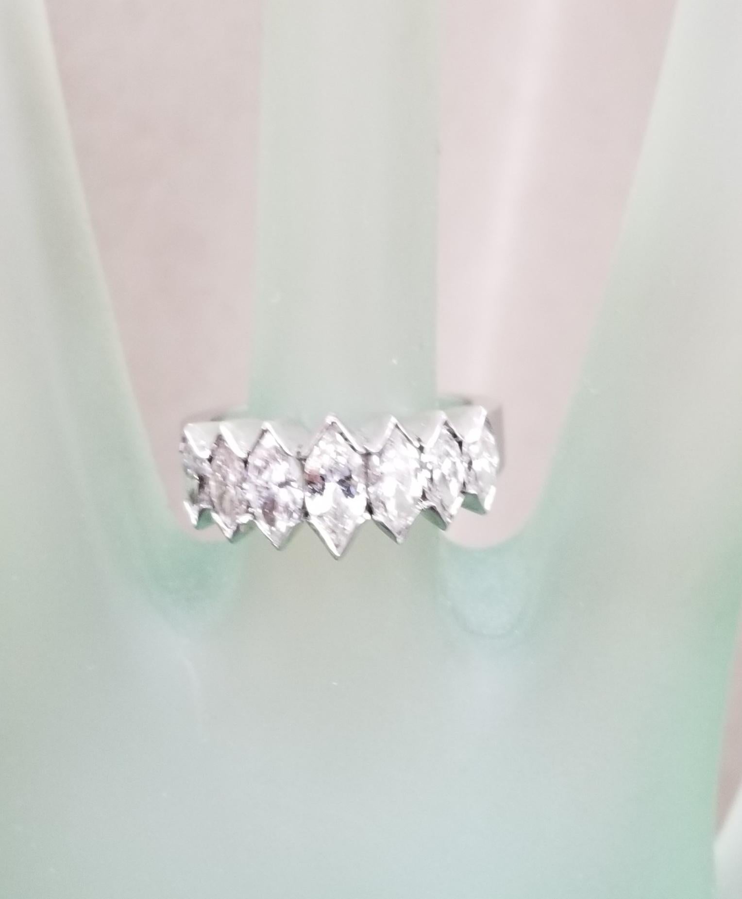 Contemporary Marquise Cut Diamond Wedding Ring