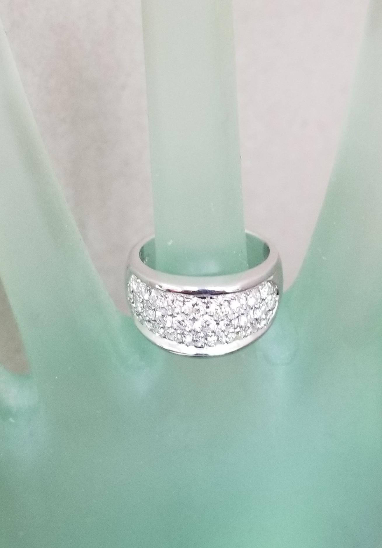 Women's 14 Karat White Gold Pave Diamond Wedding Ring For Sale