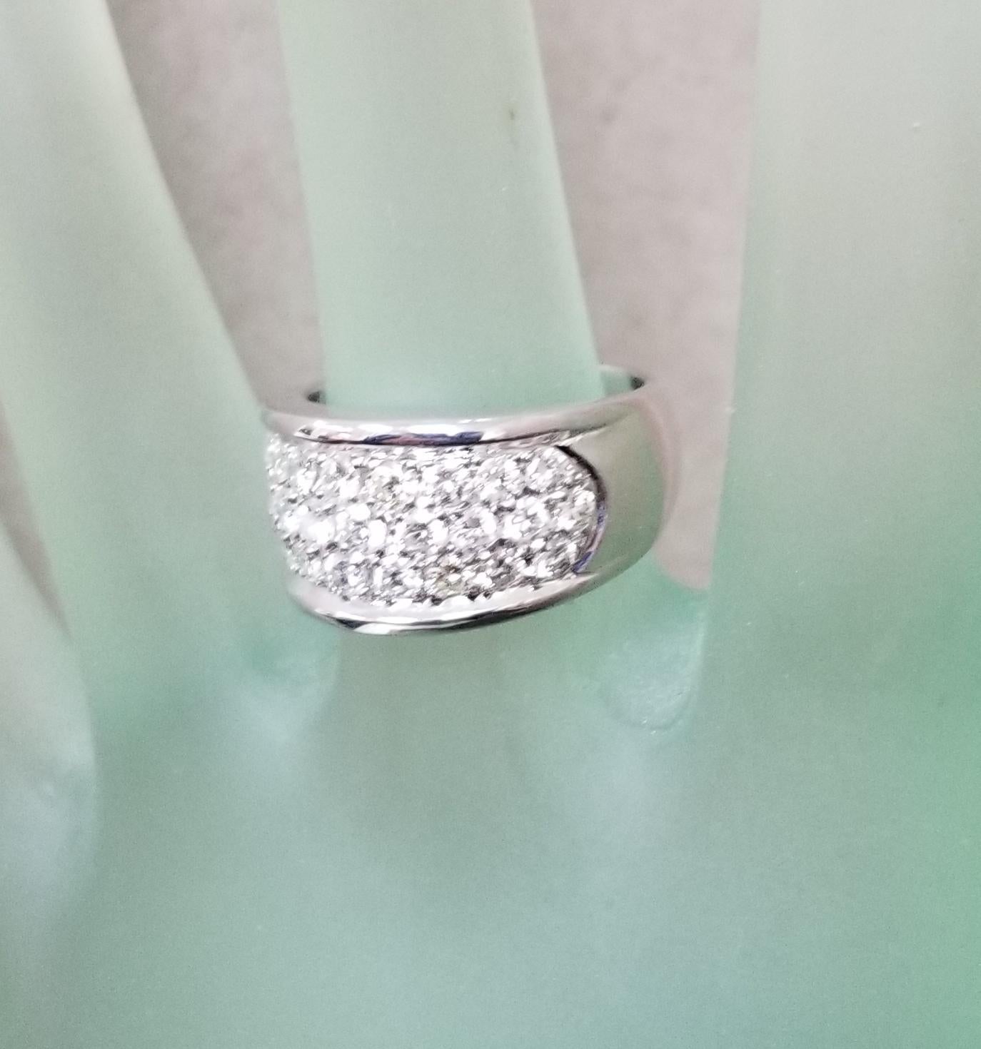 14 Karat White Gold Pave Diamond Wedding Ring For Sale 1