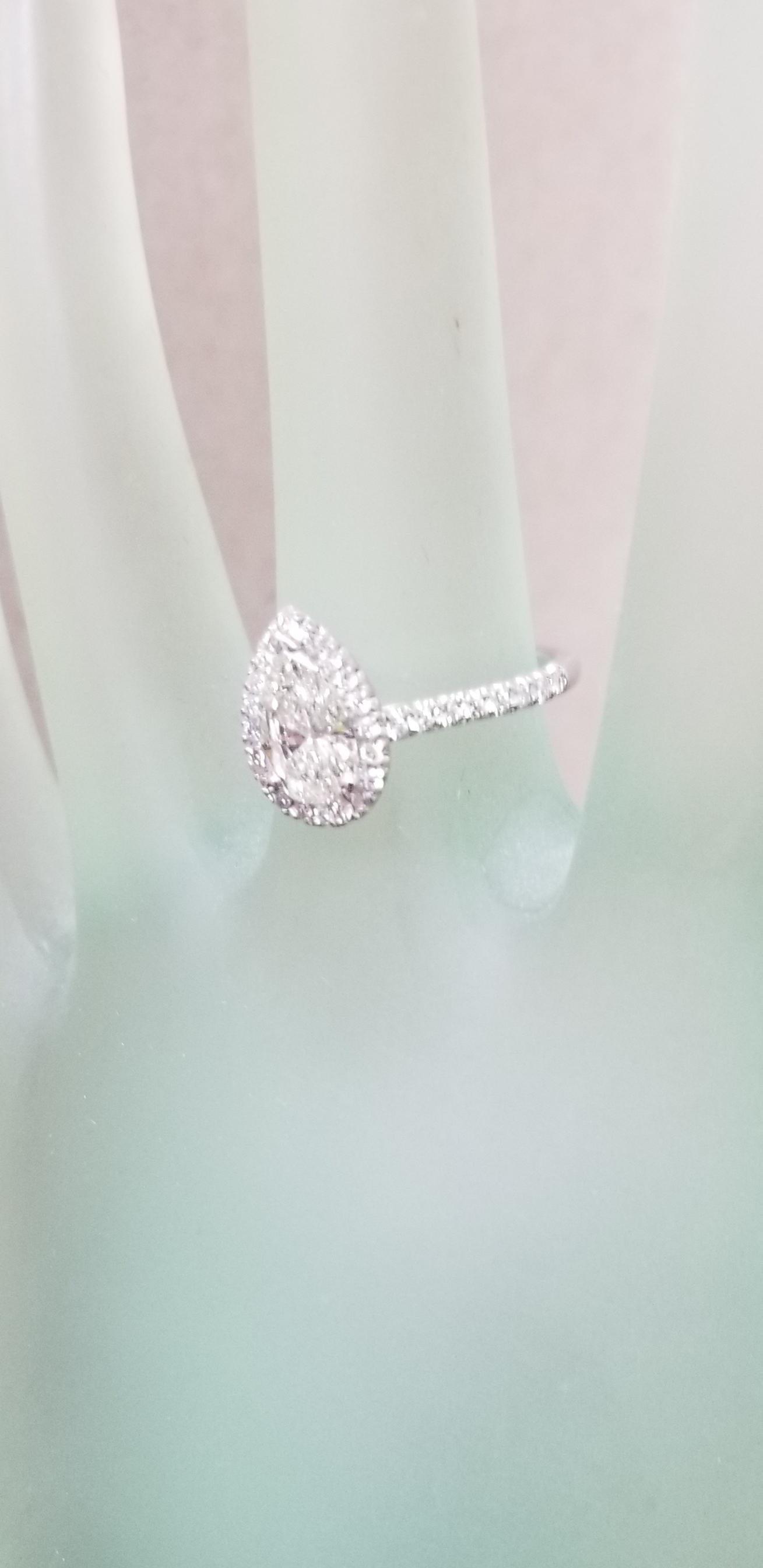 1.00 Carat Pear Shape Diamond with Diamond Halo 1