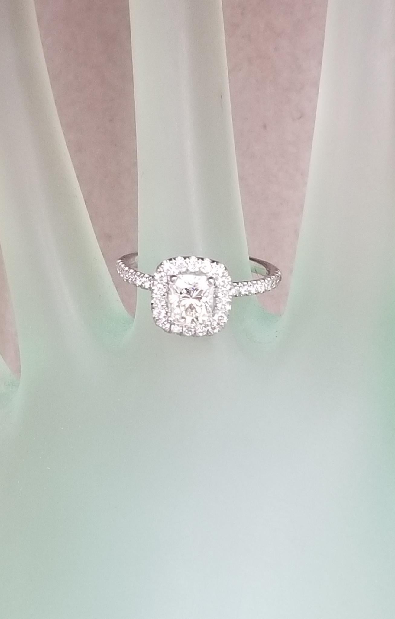 Radiant Cut 1.03 Carat in Halo In New Condition In Los Angeles, CA