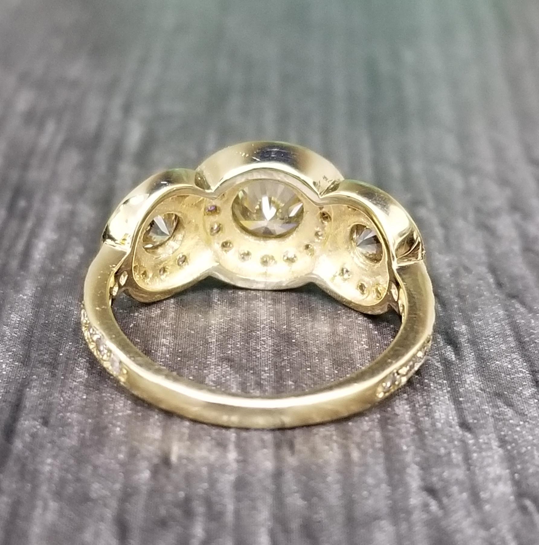 3 stone halo diamond ring