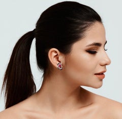 5.45 Carat Ruby Diamond 18 Karat Gold Art Deco Style Stud Earrings