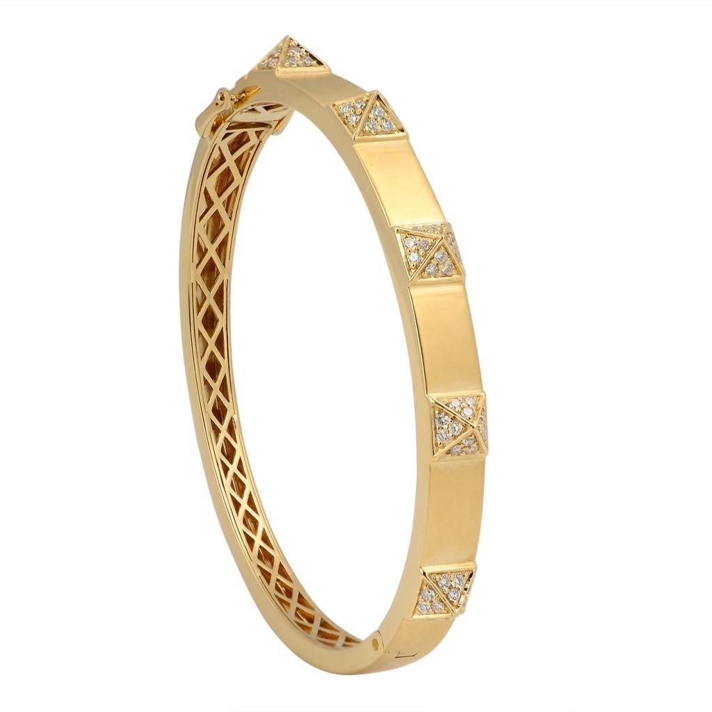 Single Cut 14 Karat Gold Diamond Bangle Bracelet For Sale