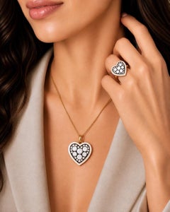 Diamond Birthstone Heart Pendant White Enamel 14 Karat Gold by Meghna Jewels