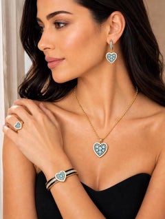 Aquamarine Birthstone Heart Earrings White Enamel 14K Gold by Meghna Jewels