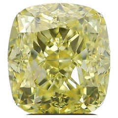 Diamant coussin certifié GIA, taille brillant, jaune intense, 3 carats 
