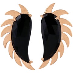 Black Onyx Claw Half Moon Meghna Jewels Stud Earrings 