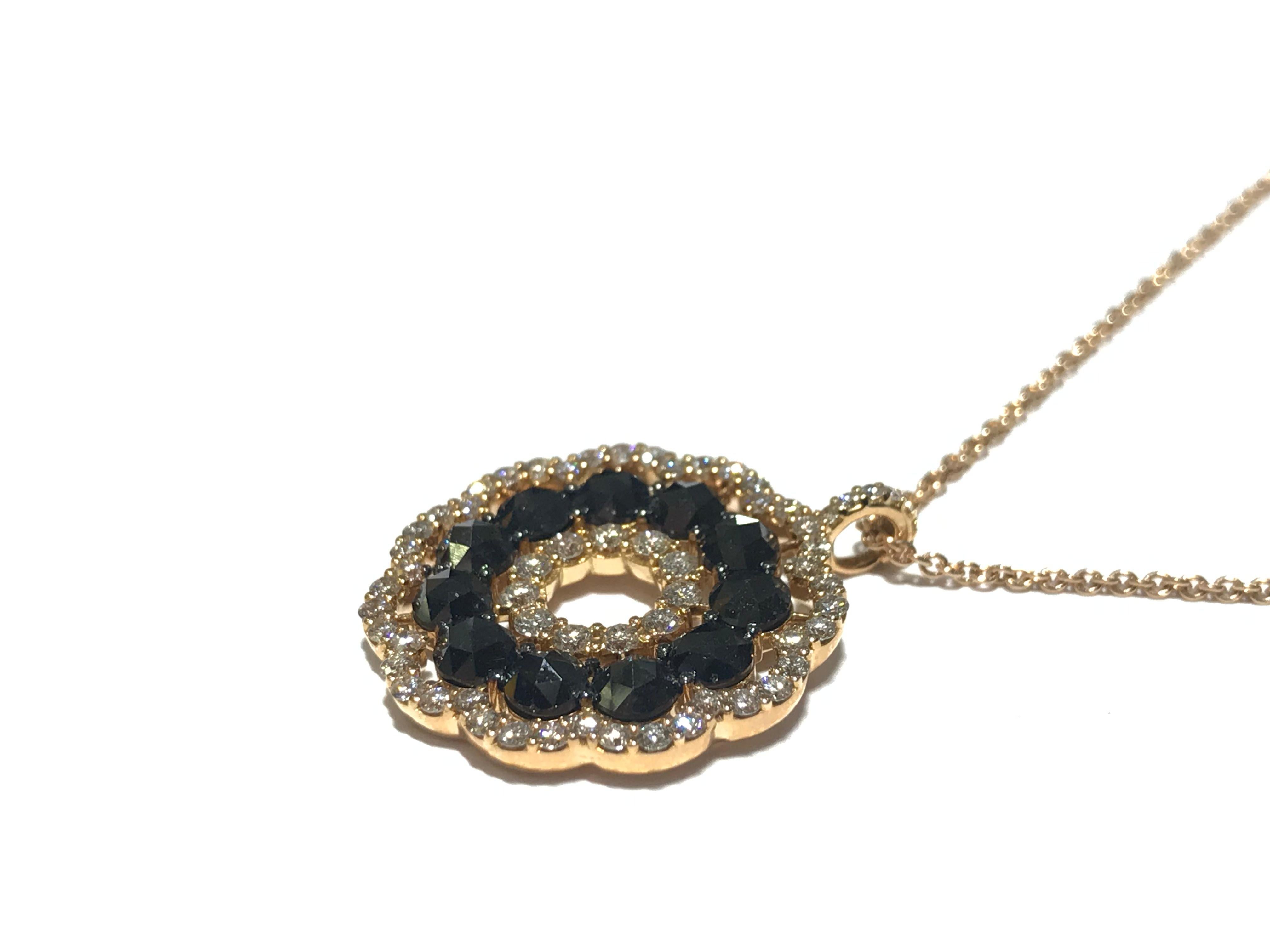 Crivelli Circle of Life Pendant Necklace with Black and White Diamonds In New Condition For Sale In Toronto, Ontario