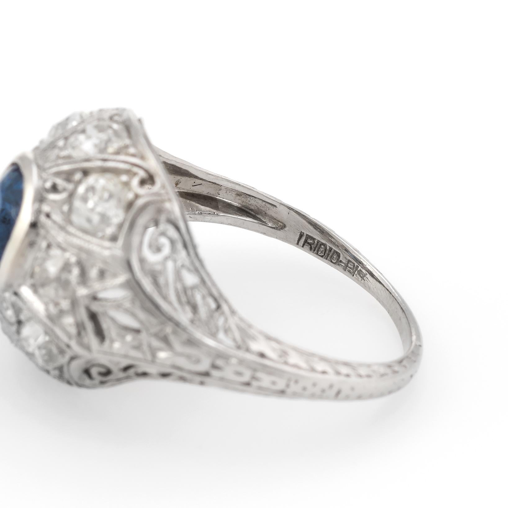 Antique Edwardian Sapphire Diamond Ring Platinum Old Mine Filigree Fine Vintage 3