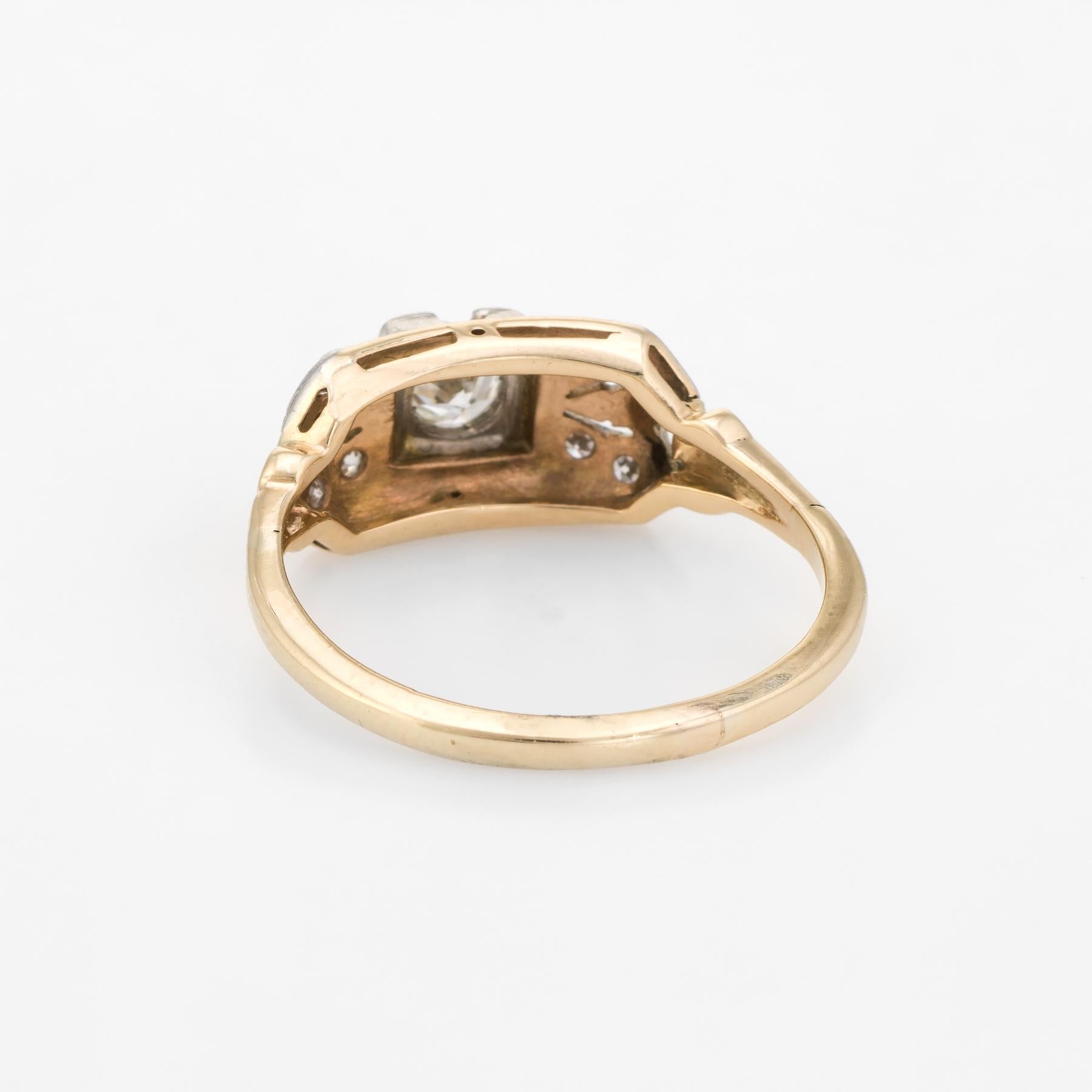 Women's Antique Diamond Ring Art Deco 14 Karat Gold Two-Tone Alternative Vintage