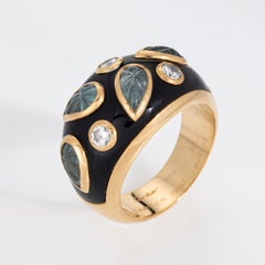 1991 Cartier Ring mit geschliffenem Aquamarin und Diamanten, Größe 6 (EU 52), Ringband aus 18-karätigem Gold, signiert