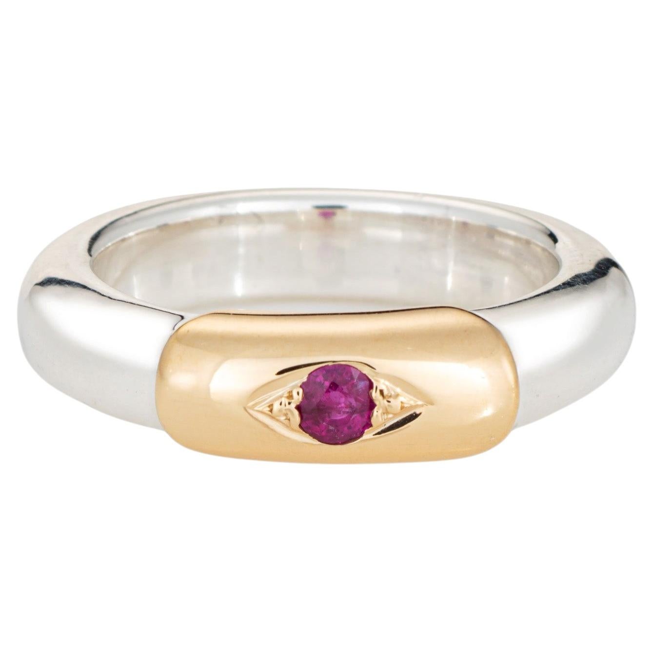 Bague Ilias Lalaounis des années 70, rubis, à superposer, en argent sterling et or 18 carats, signée en vente
