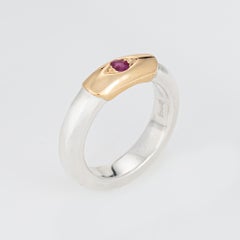 Bague Ilias Lalaounis des années 70, rubis, à superposer, en argent sterling et or 18 carats, signée