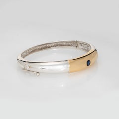 70s Ilias Lalaounis Bangle Bracelet Sapphire Sterling Silver 18k Gold Signed