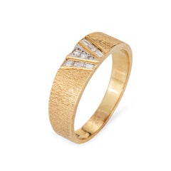 70s Vintage Diamond Band 14k Yellow Gold Sz 11 Ring Mixed Cuts V Design