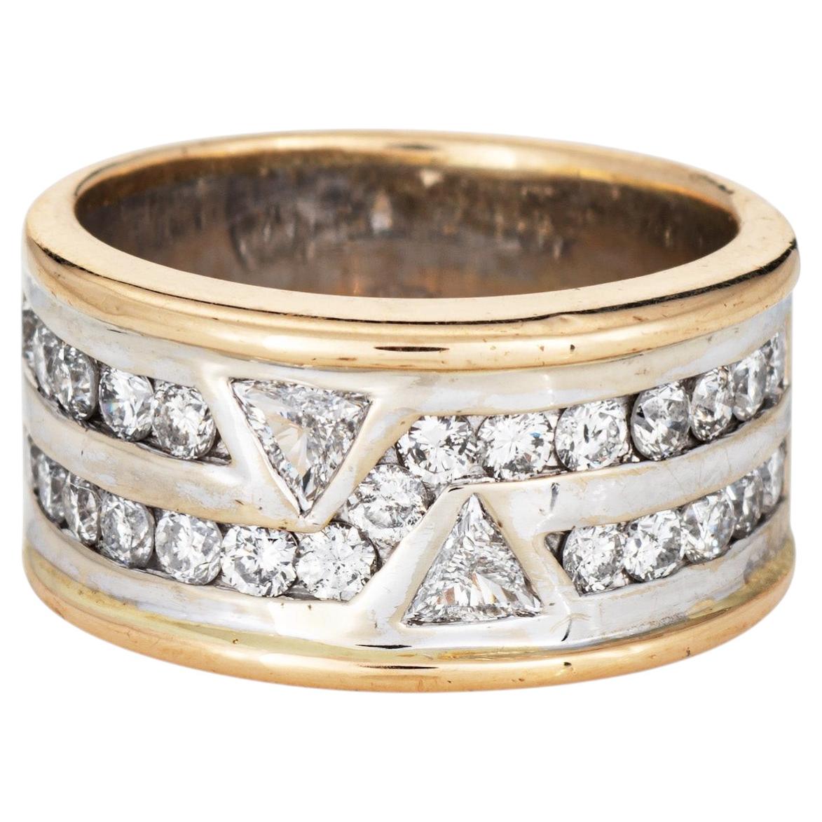 Vintage-Ring aus den 80er Jahren mit einem 1,25-Karat-Diamanten im Zigarrenband-Design, 14-karätiges Gelbgold, Ringgröße 7, verschiedene Schliffe im Angebot