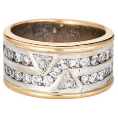 Vintage-Ring aus den 80er Jahren mit einem 1,25-Karat-Diamanten im Zigarrenband-Design, 14-karätiges Gelbgold, Ringgröße 7, verschiedene Schliffe