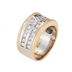 80s Vintage 1.25ct Diamond Cigar Band 14k Yellow Gold Sz 7 Ring Mixed Cuts
