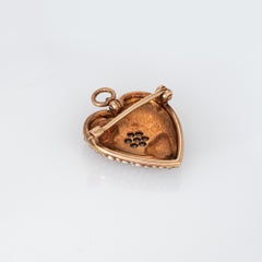 Antique Victorian Pearl Diamond Heart Pendant 14k Rose Gold Krementz Jewelry