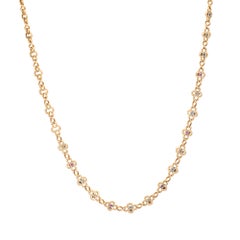 French Antique Gemstone Necklace 18k Yellow Gold 19" Quatrefoil Chain Jewelry