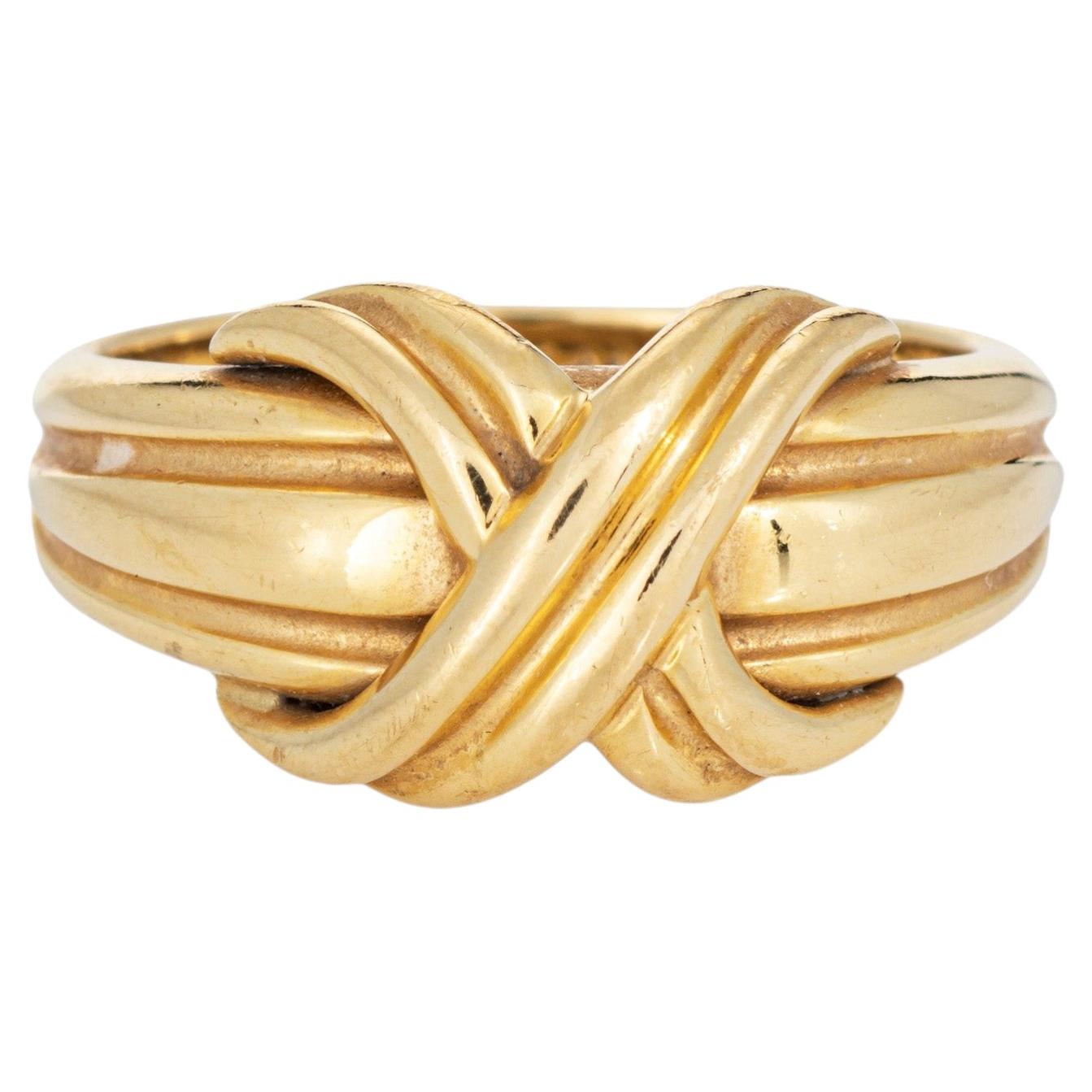 Tiffany & Co X-Ring, um 1990, 18 Karat Gelbgold, Ringgröße 5, signierter Schmuck