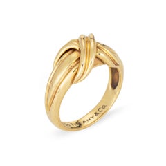c1990 Vintage Tiffany & Co X Ring 18k Yellow Gold Band Sz 5 Signed Jewelry