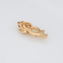 Owl Pendant Vintage 14k Yellow Gold Opal Diamond Eyes Estate Charm Jewelry
