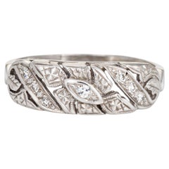 c1930s Vintage Art Deco Diamond Band Sz 8.5 14k White Gold Ring Fine Jewelry