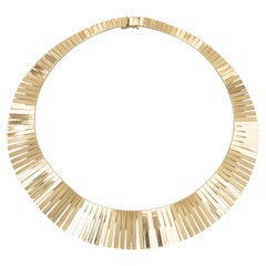 Vintage Cleopatra Collar Necklace 14k Yellow Gold 16" Fringe Choker Jewelry