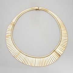 Vintage Cleopatra Collar Necklace 14k Yellow Gold 16" Fringe Choker Jewelry