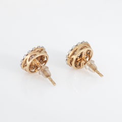 Vintage Round Diamond Stud Earrings 10k Yellow Gold Cluster Fine Jewelry