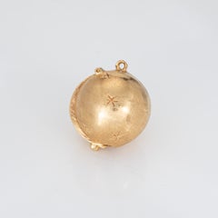 Vintage 60s Folding Picture Ball Orb Pendant Charm 14k Gold Celestial Stars