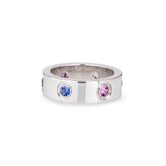​Cartier Gemstone Love Ring 46 3 3/4 18k White Gold Sapphire Spinel Aquamarine