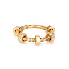 Cartier Ecrou Ring Sz 56 7 1/2 18k Yellow Gold Estate Jewelry Screw Bolt Band