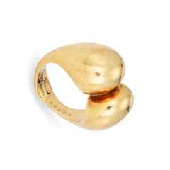 Scarce Cartier Spain 70s Sculptural Dome Ring Vintage Sz 5 18k Yellow Gold