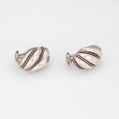 Orecchini vintage Tiffany & Co in argento sterling e oro 14k con motivo a corda, bicolori, con chiusura a clip