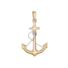 Vintage Ships Anchor Charm 14k Yellow Gold Pendant Fine Nautical Jewelry Rope